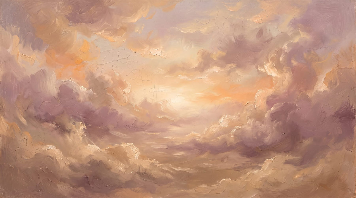 Mural de techo Atardecer de Turner en Albaricoque y Malva (muestra plana)