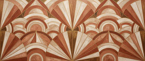 Mural Abanico Art Déco en Terracota (muestra plana)
