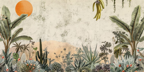 Mural Amanecer entre Palmeras (muestra plana)