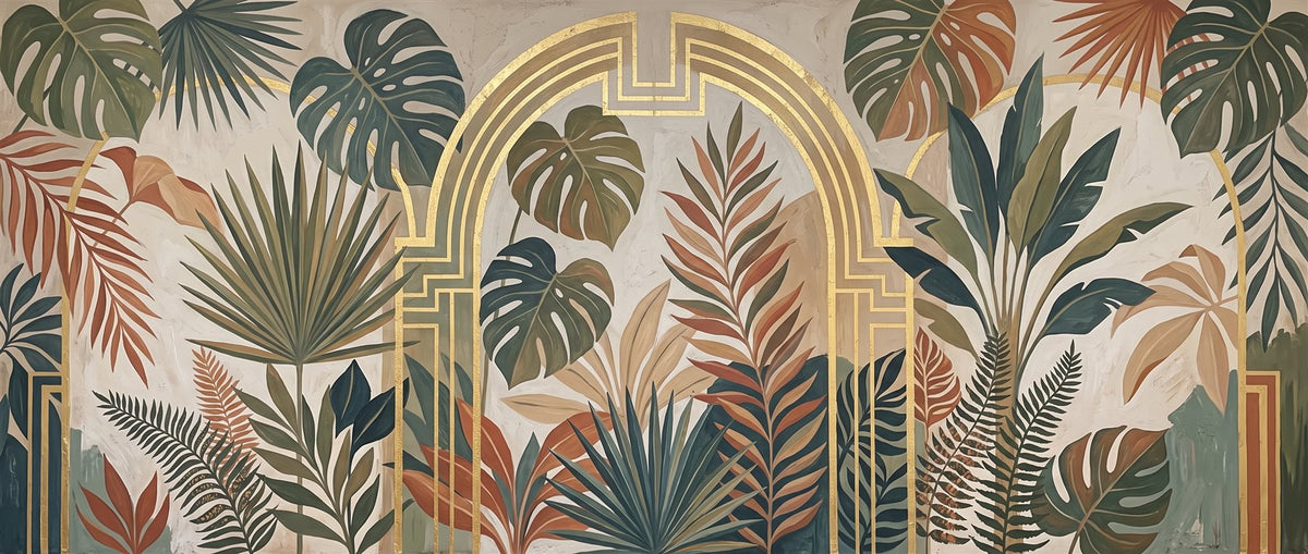 Mural Arco Tropical Art Déco (muestra plana)