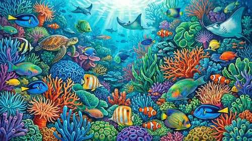 Mural Arrecife de Coral Vibrante (muestra plana)