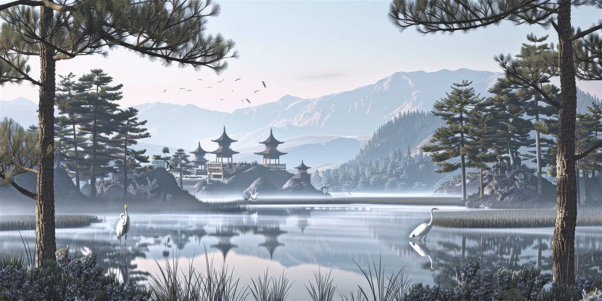 Mural Atardecer sobre el Lago (muestra plana)