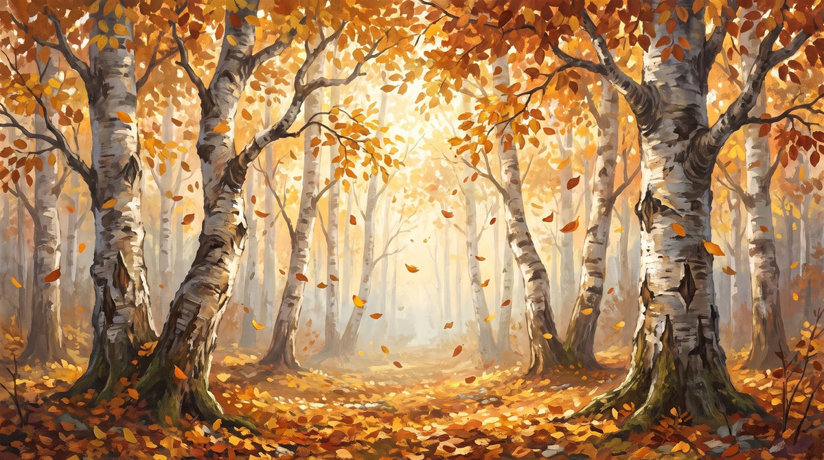 Mural Bosque de Abedules en Otoño (muestra plana)
