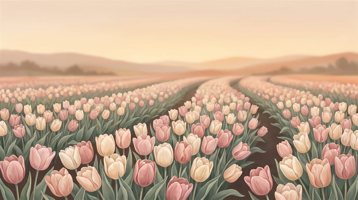 Mural Campo de Tulipanes al Atardecer (muestra plana)