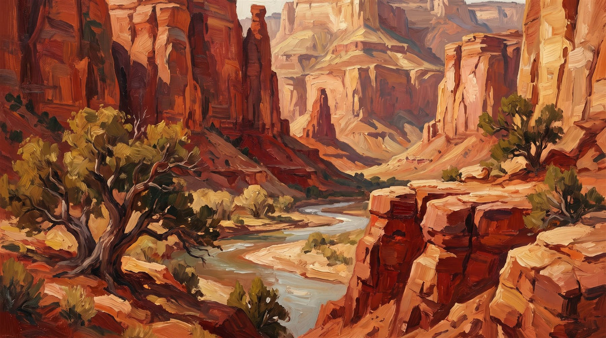 Mural Cañón Rocoso en Óleo (muestra plana)