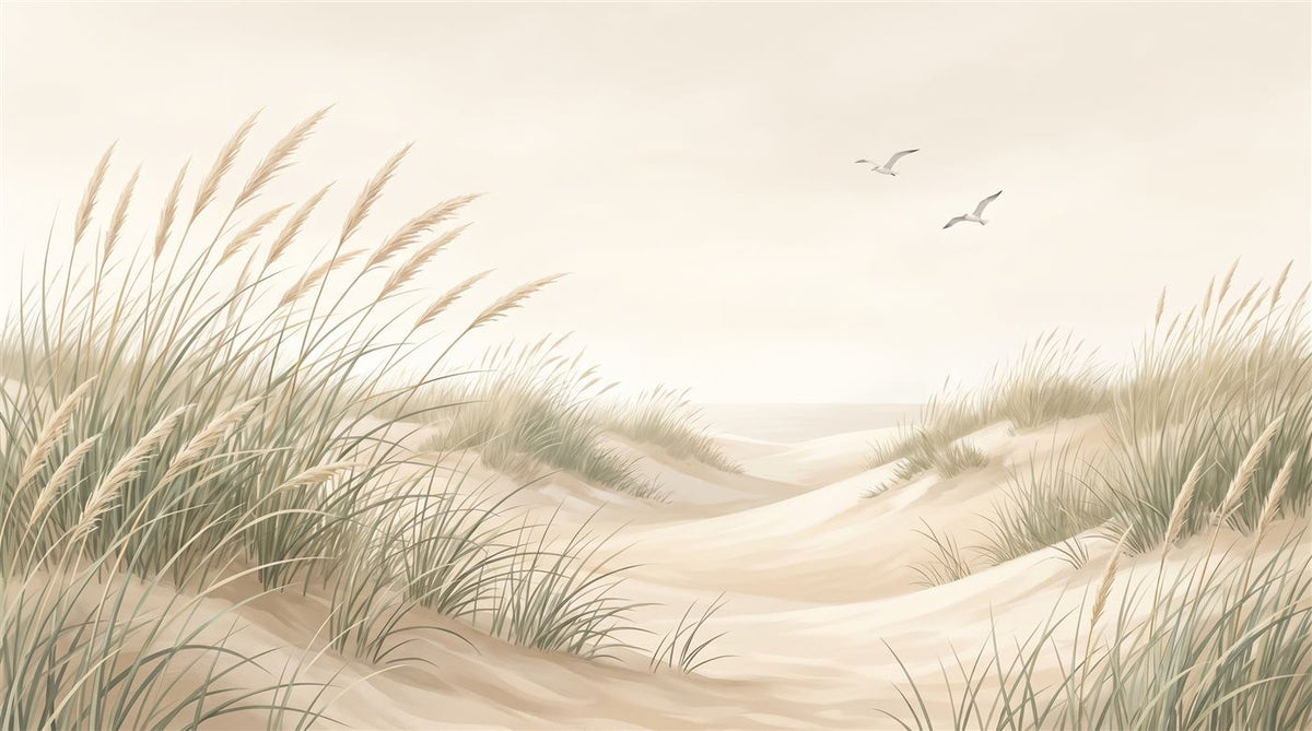 Mural Dunas Costeras con Gaviotas (muestra plana)