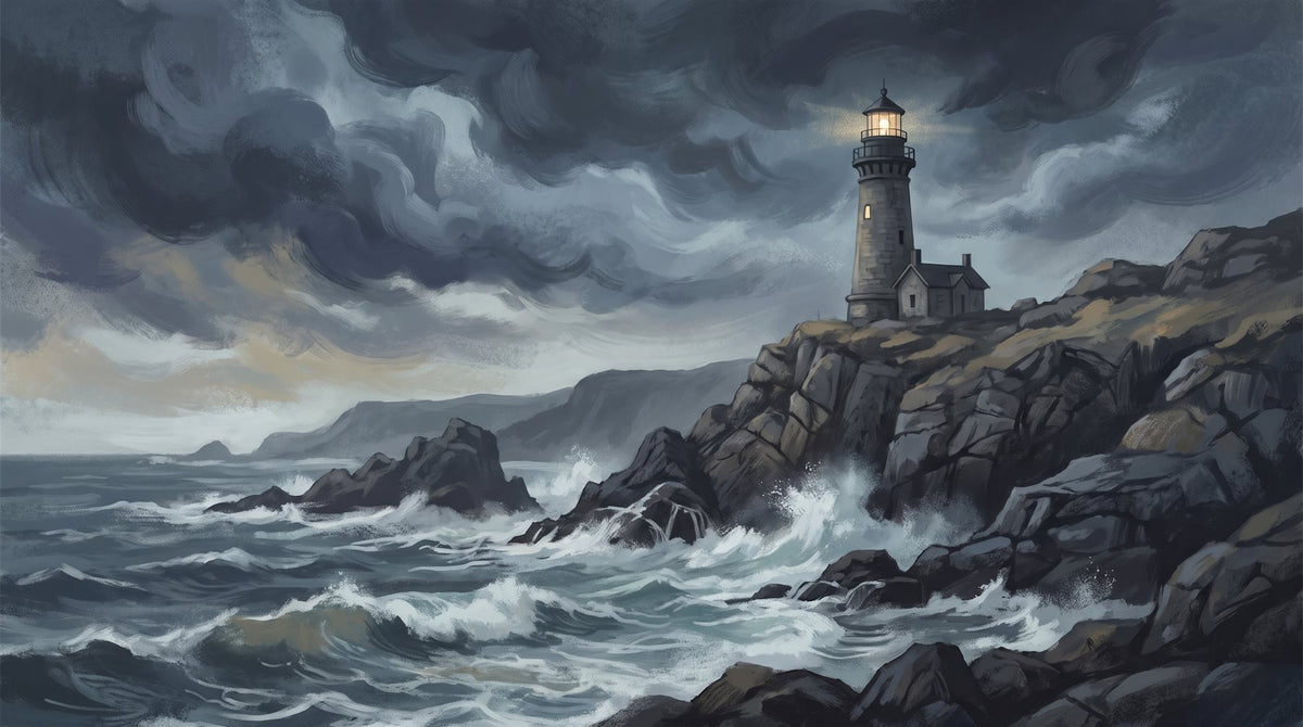 Mural Faro en la Tormenta (muestra plana)