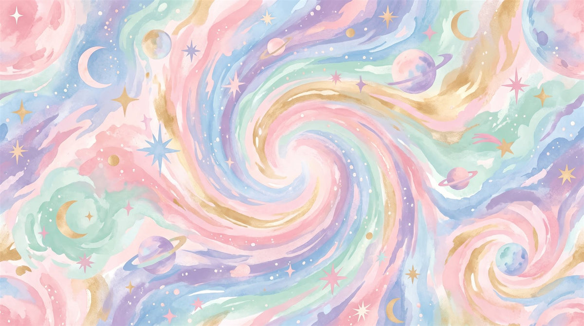 Mural Galaxia Pastel (muestra plana)