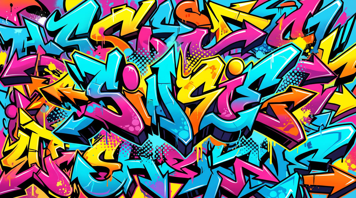 Mural Graffiti Wildstyle en Neón (diseño completo)