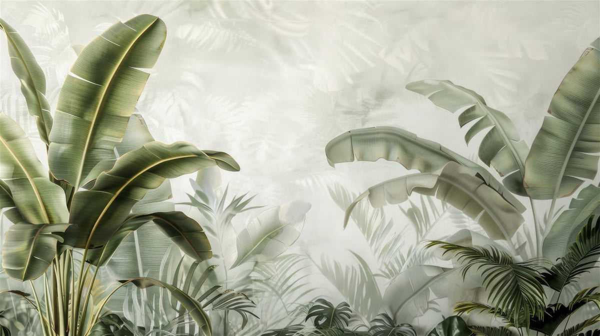 Mural Hojas de Plátano Esmeralda (muestra plana)