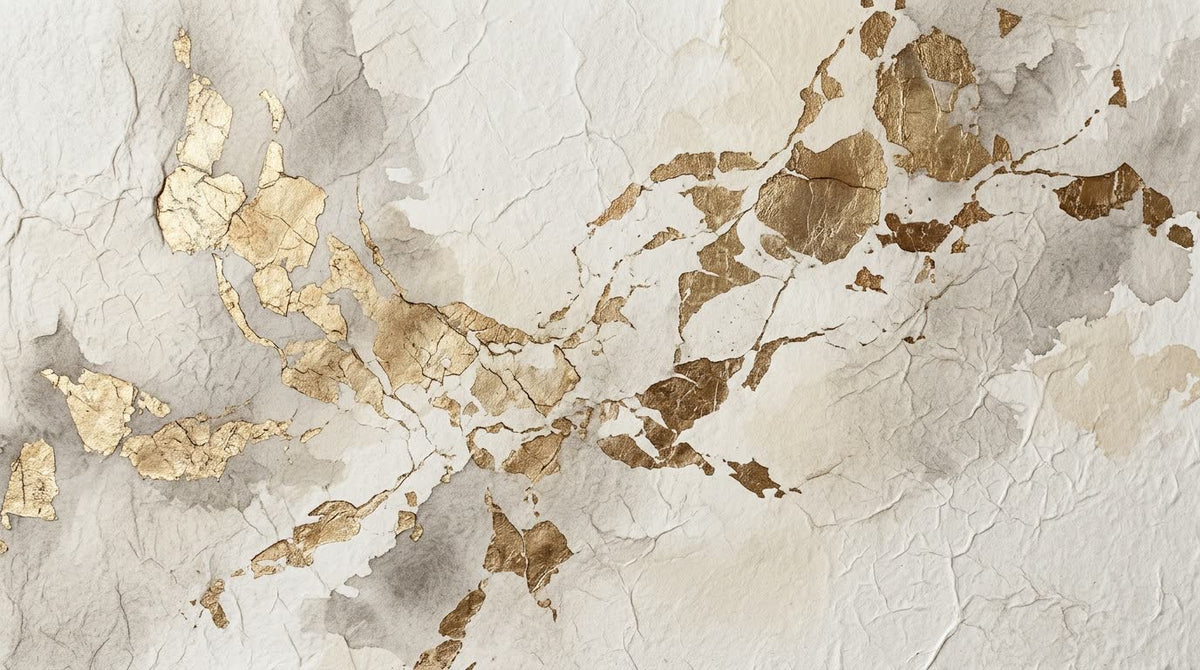 Mural Kintsugi en Oro y Blanco (muestra plana)