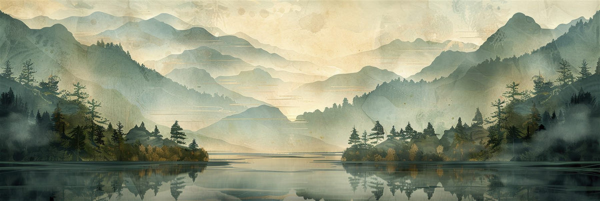 Mural Niebla de Montaña al Amanecer (muestra plana)