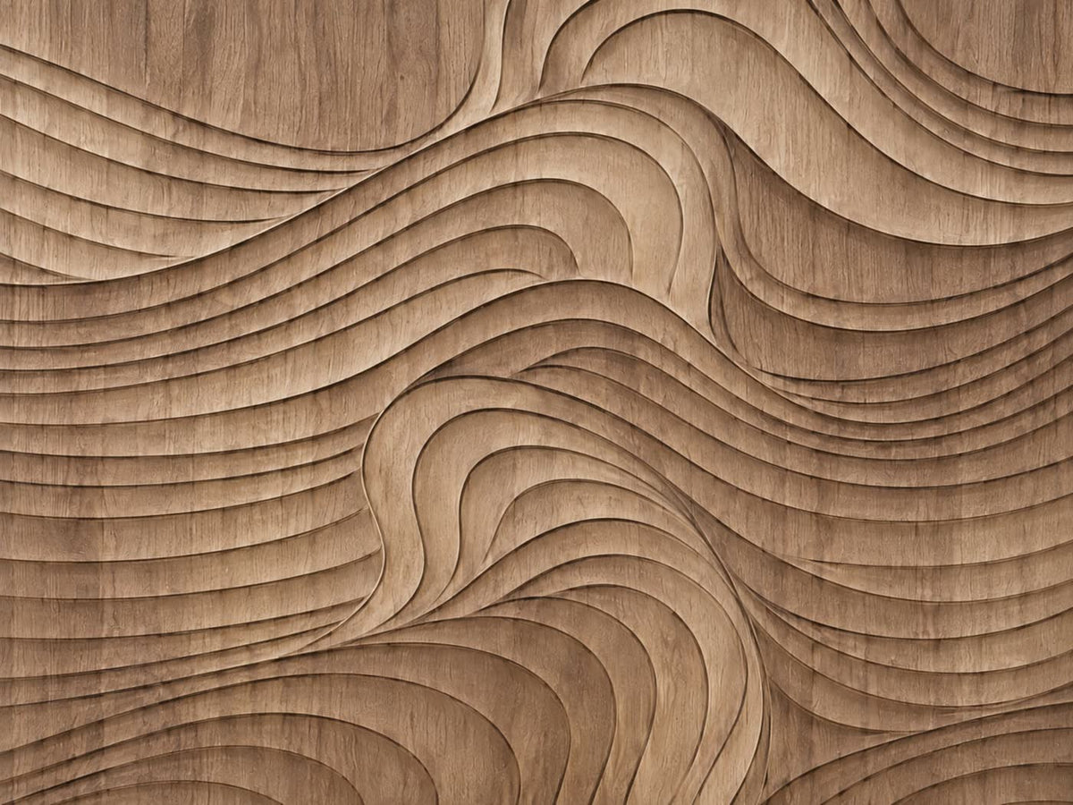Mural Ondas de Madera en Nogal (muestra plana)