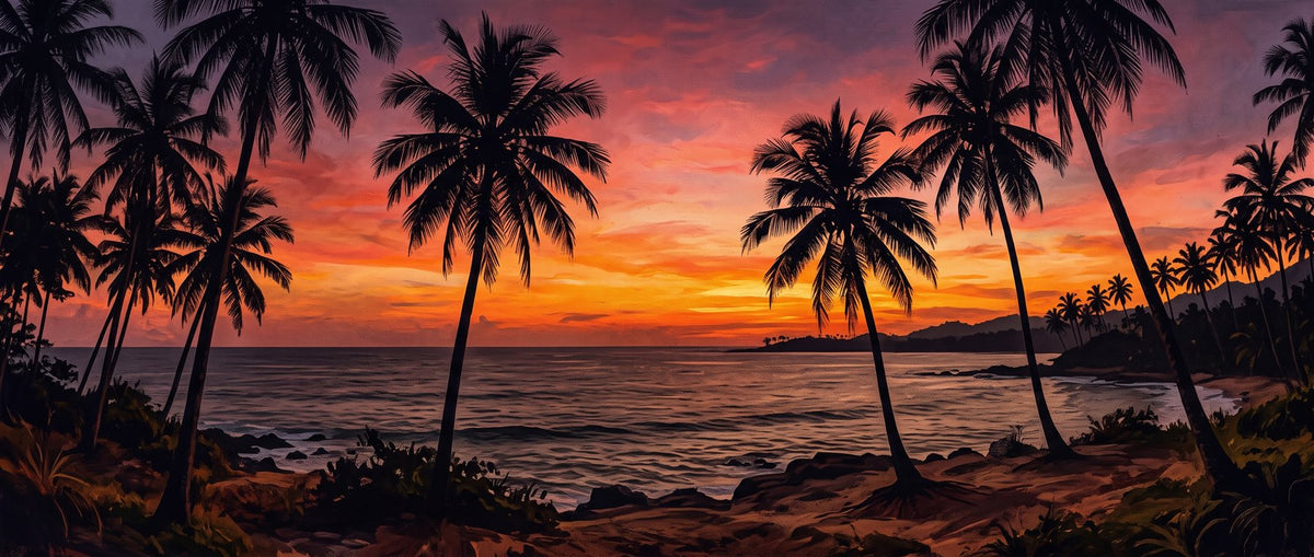 Mural Palmeras al Atardecer (muestra plana)