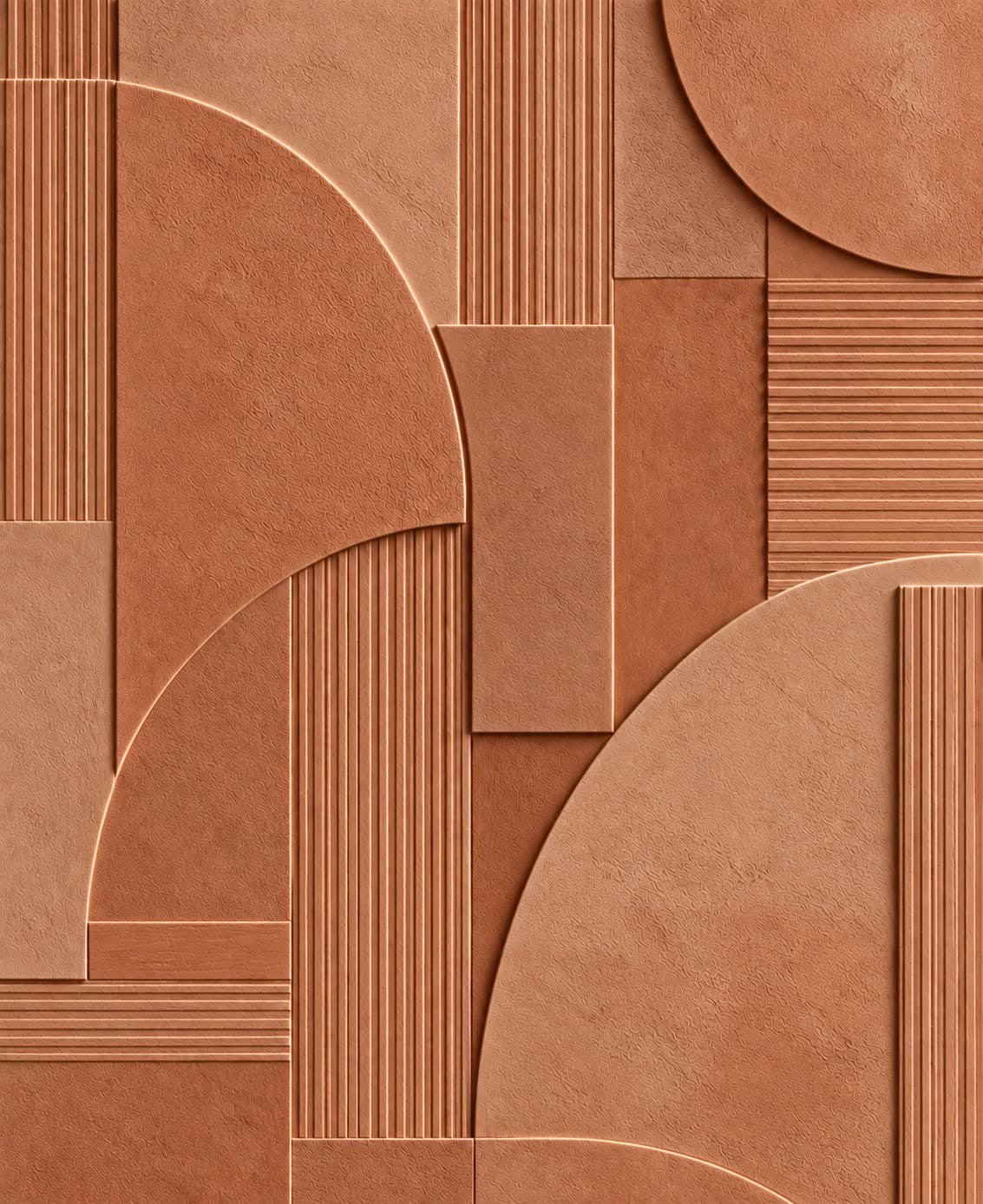 Mural Paneles Geométricos en Terracota (muestra plana)