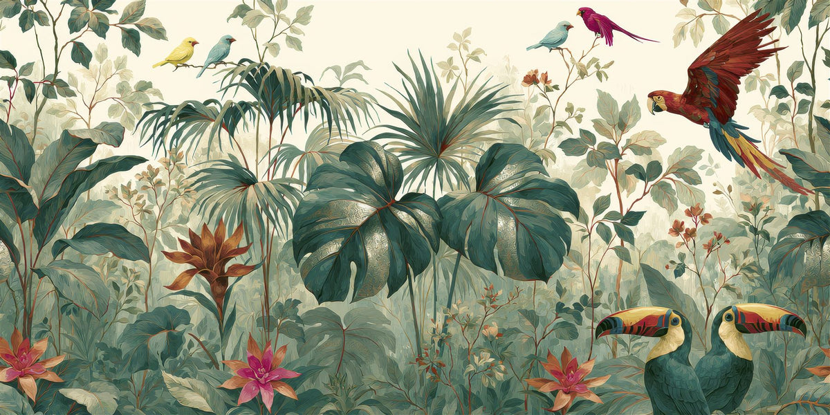 Mural Paraíso de Aves Exóticas II (muestra plana)