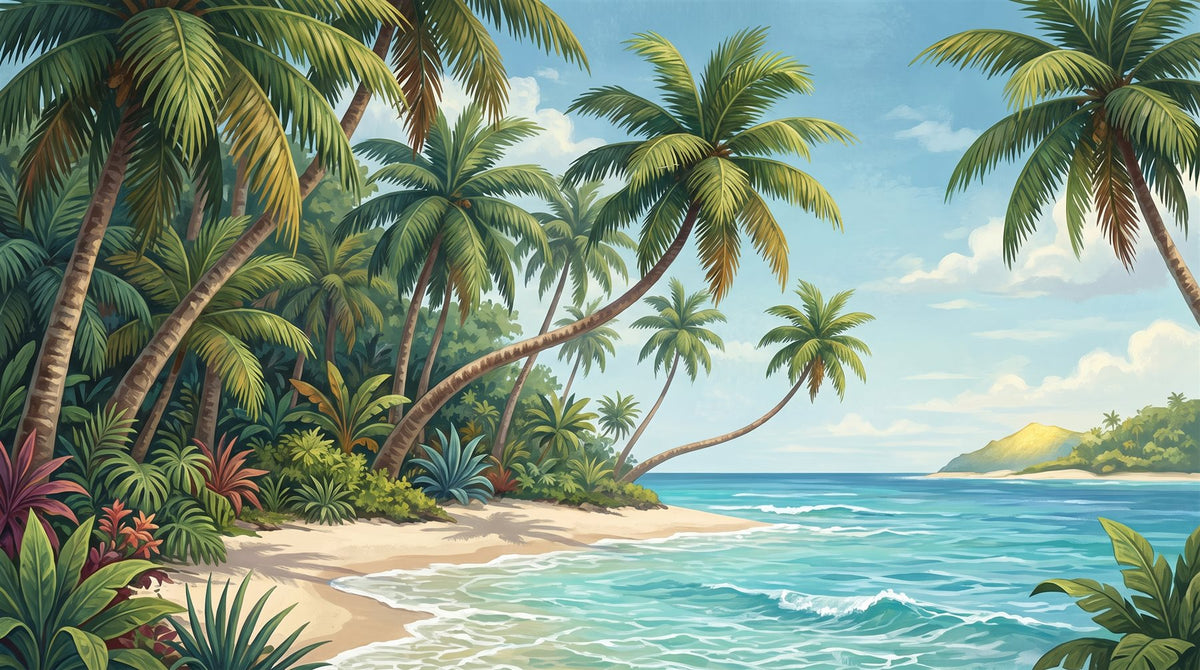 Mural Playa Tropical de Día (muestra plana)