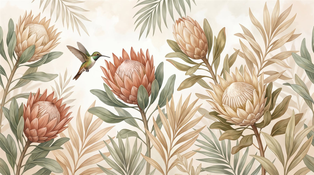 Mural Proteas y Colibrí (muestra plana)