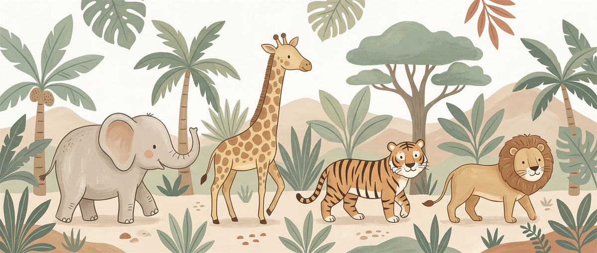 Mural Safari en Verde Salvia (muestra plana)