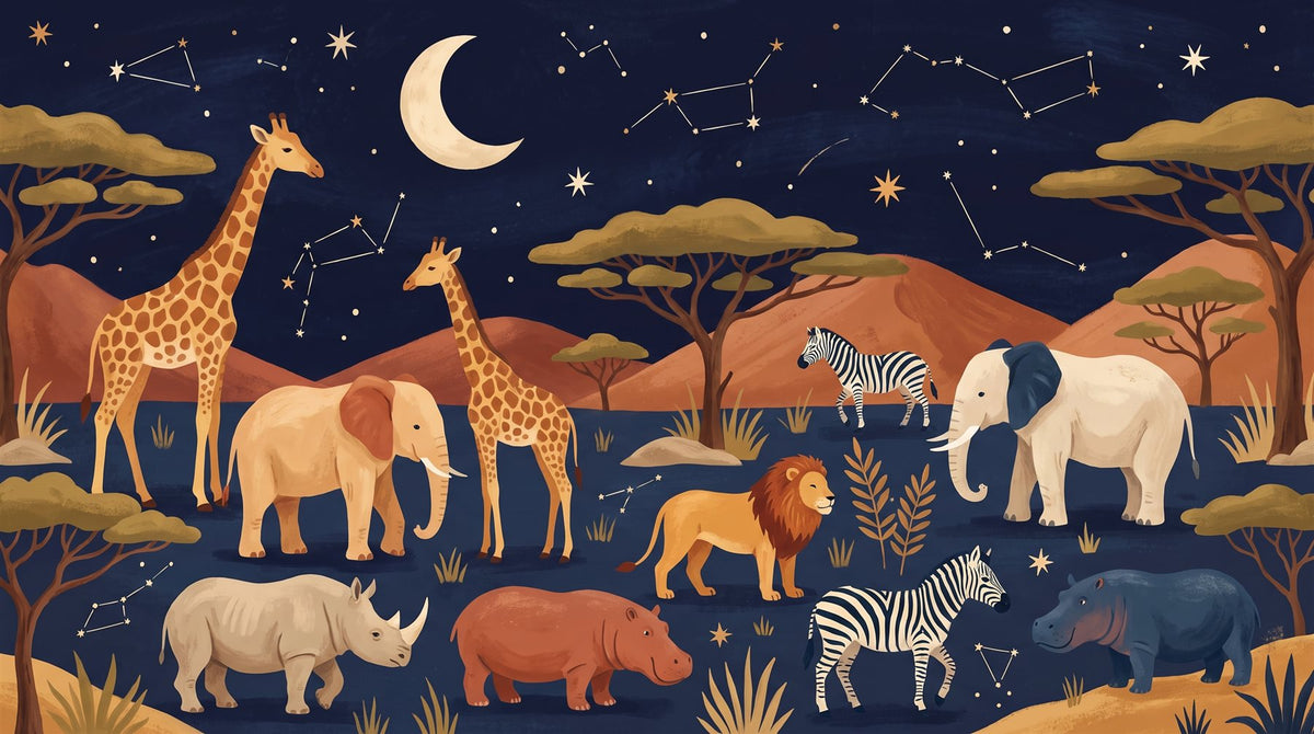 Mural Safari Nocturno (muestra plana)