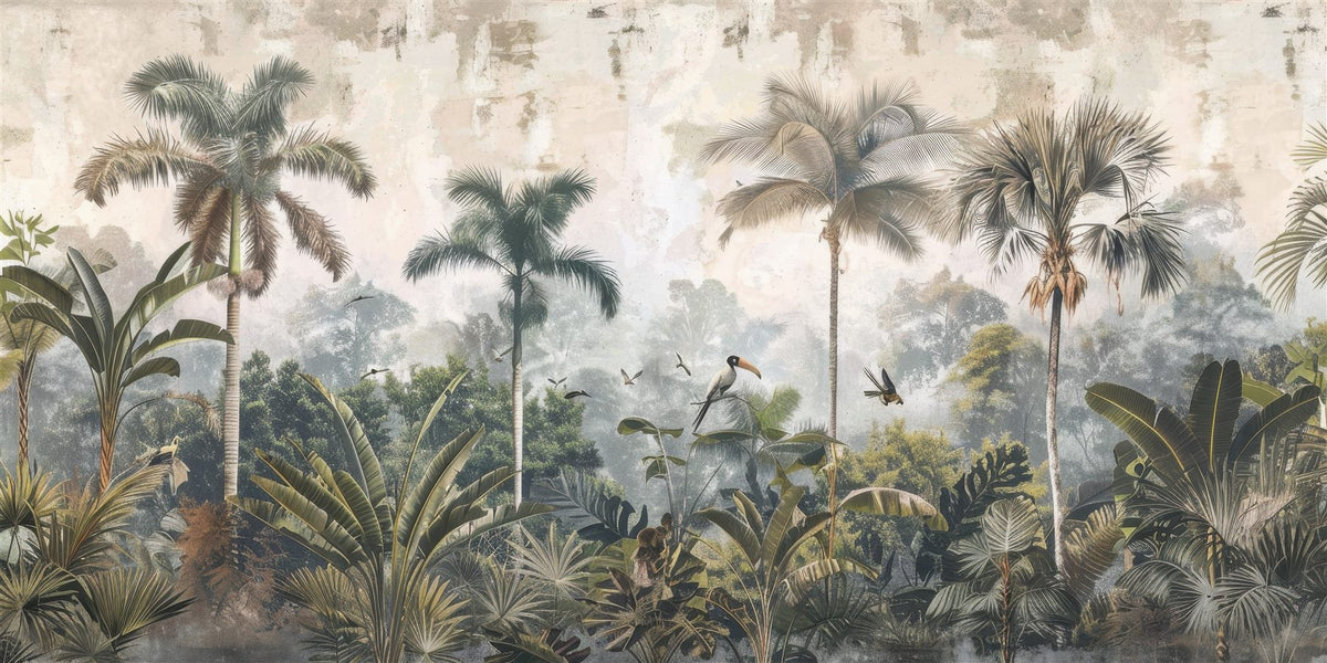 Mural Selva Tropical al Amanecer (muestra plana)
