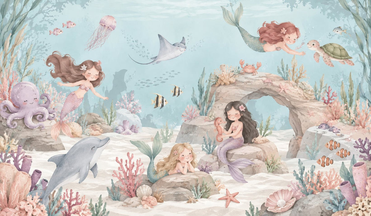 Mural Sirenas del Océano (muestra plana)