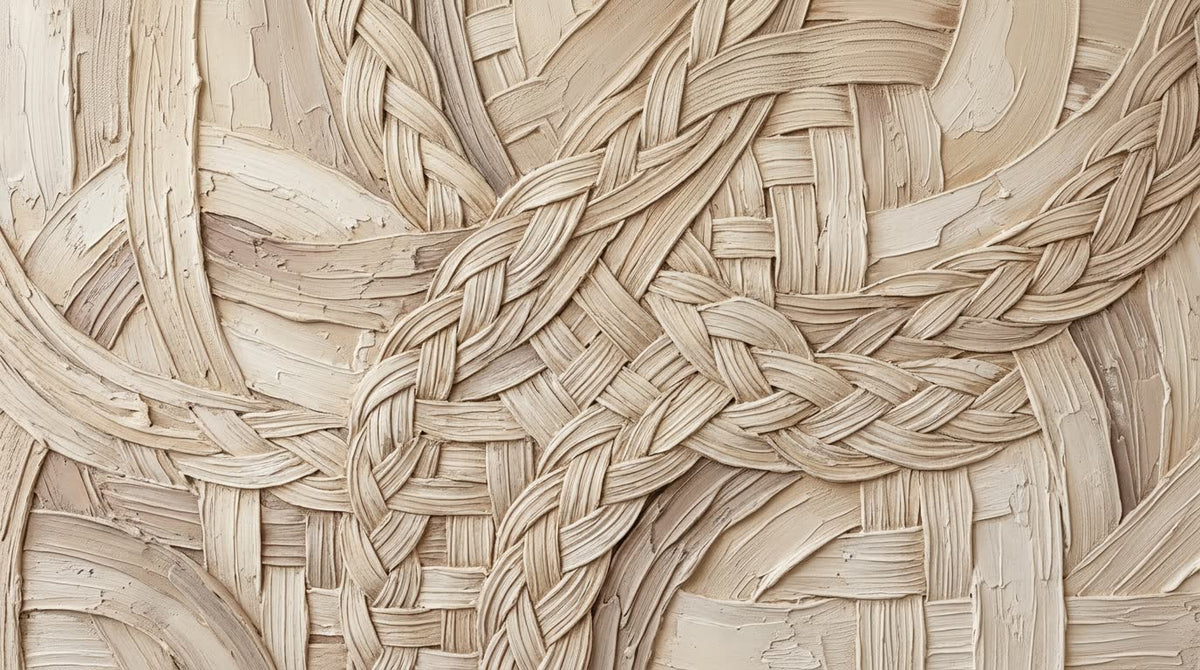 Mural Trenzado de Rafia en Relieve (muestra plana)