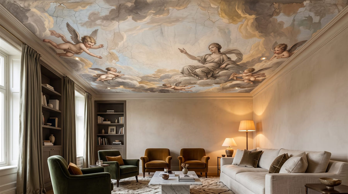 Mural de techo Fresco de Palazzo con Querubines instalado