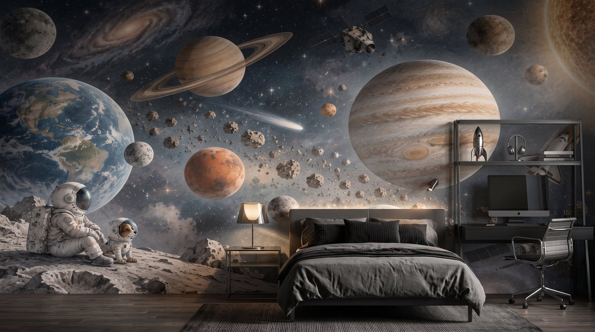 Mural Astronauta en la Luna instalado