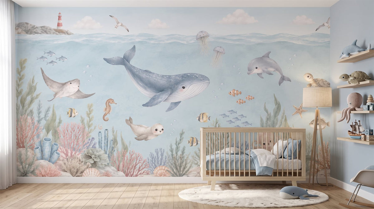 Mural Ballena y Arrecife instalado