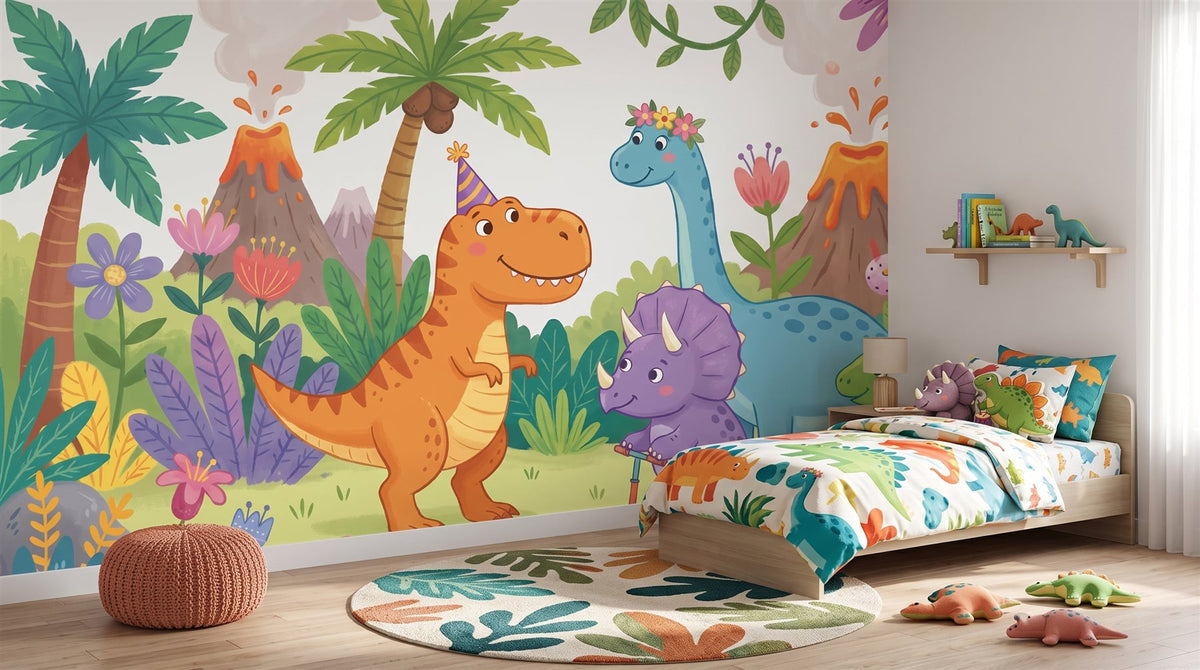 Mural Fiesta de Dinosaurios instalado
