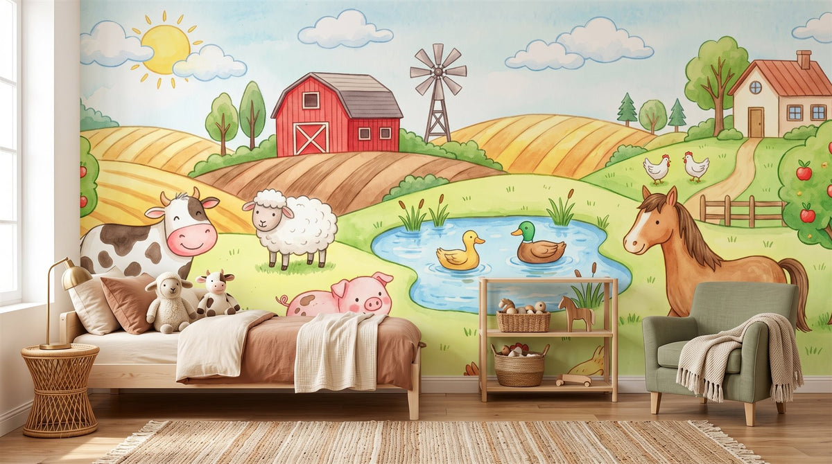 Mural Granja en Acuarela instalado