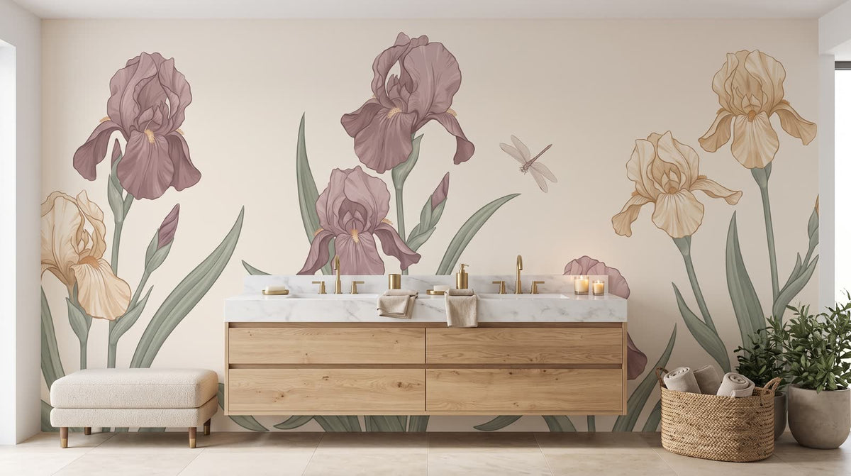 Mural Iris Morados en Ilustración instalado
