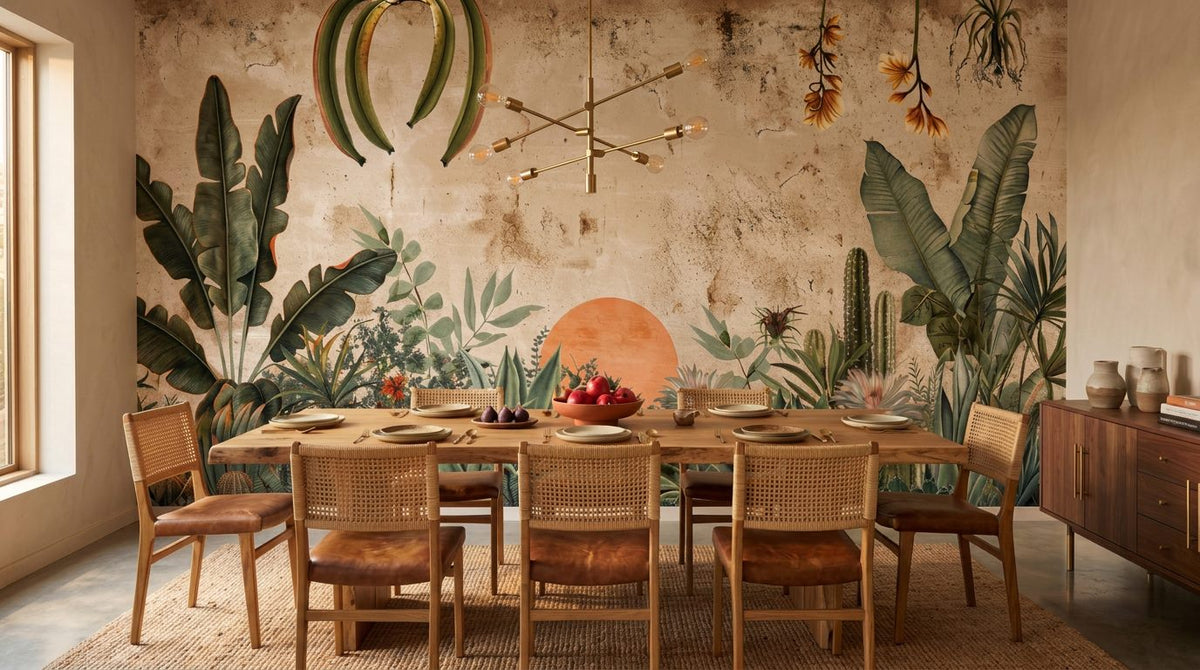 Mural Jardín Tropical al Ocaso instalado