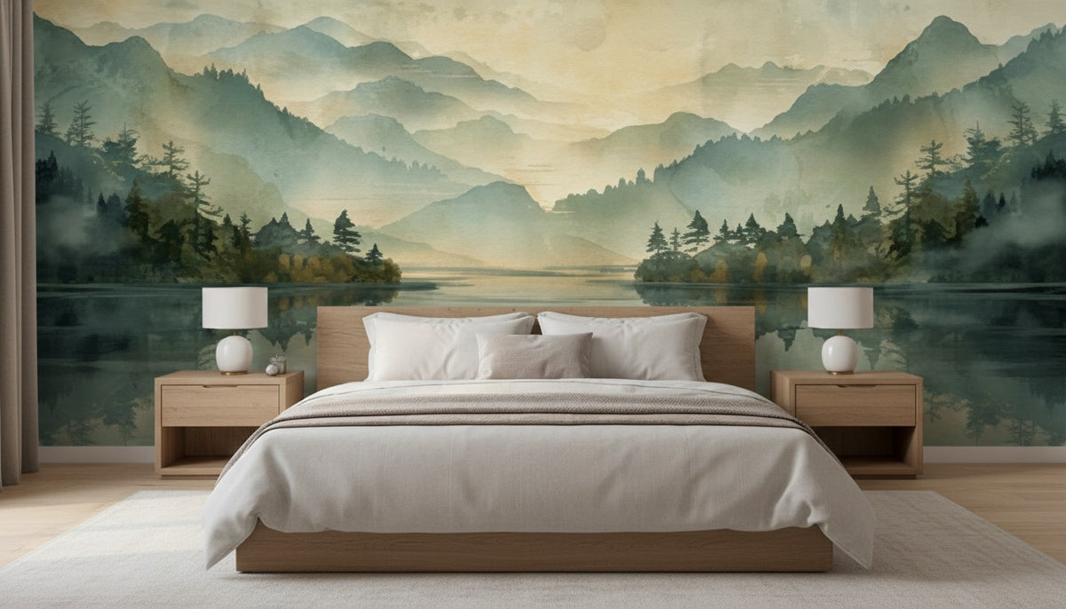 Mural Niebla de Montaña al Amanecer instalado