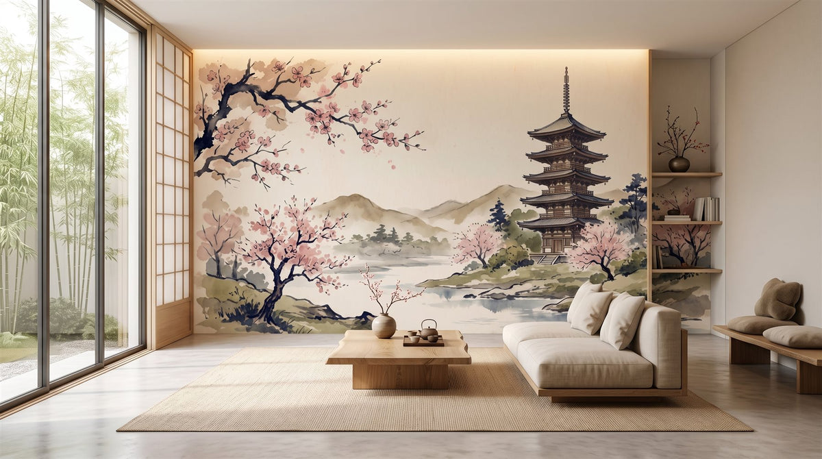 Mural Pagoda entre Cerezos instalado