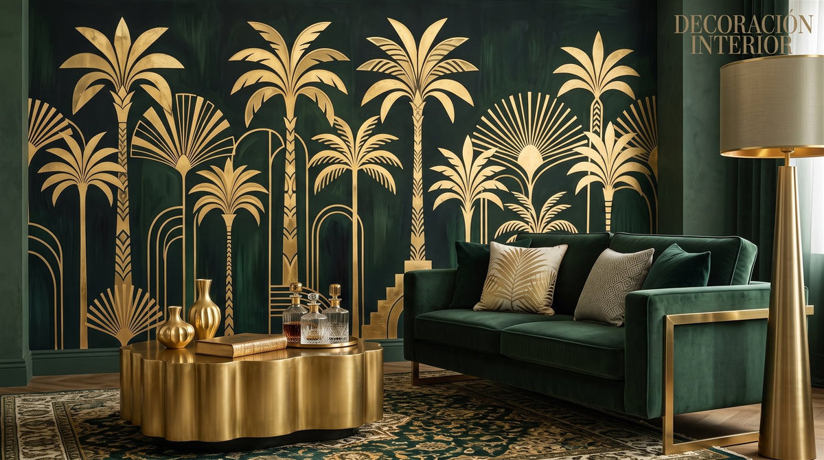 Mural Palmeras Neo Déco instalado