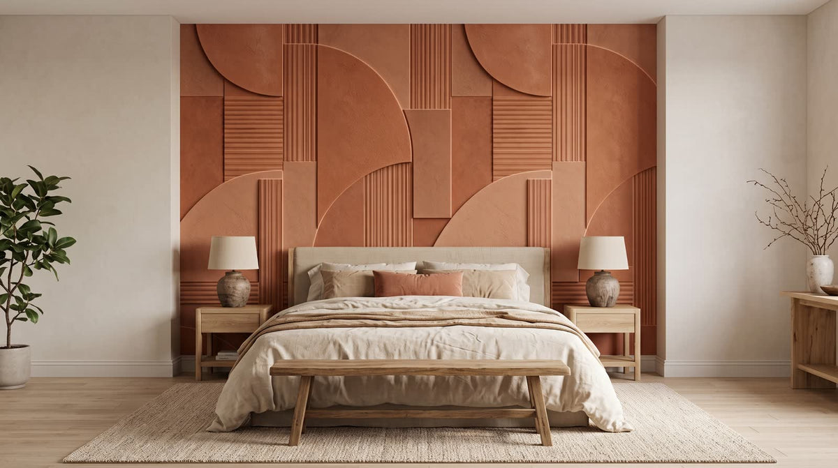 Mural Paneles Geométricos en Terracota instalado