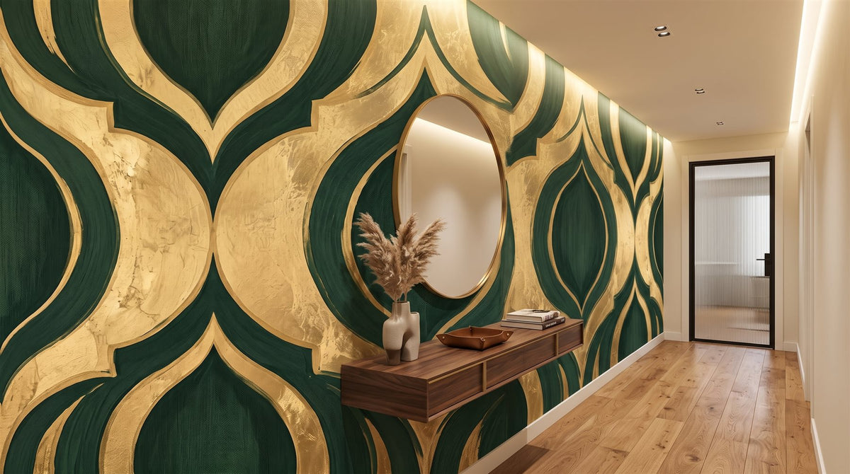 Mural Ogivas en Verde y Oro instalado