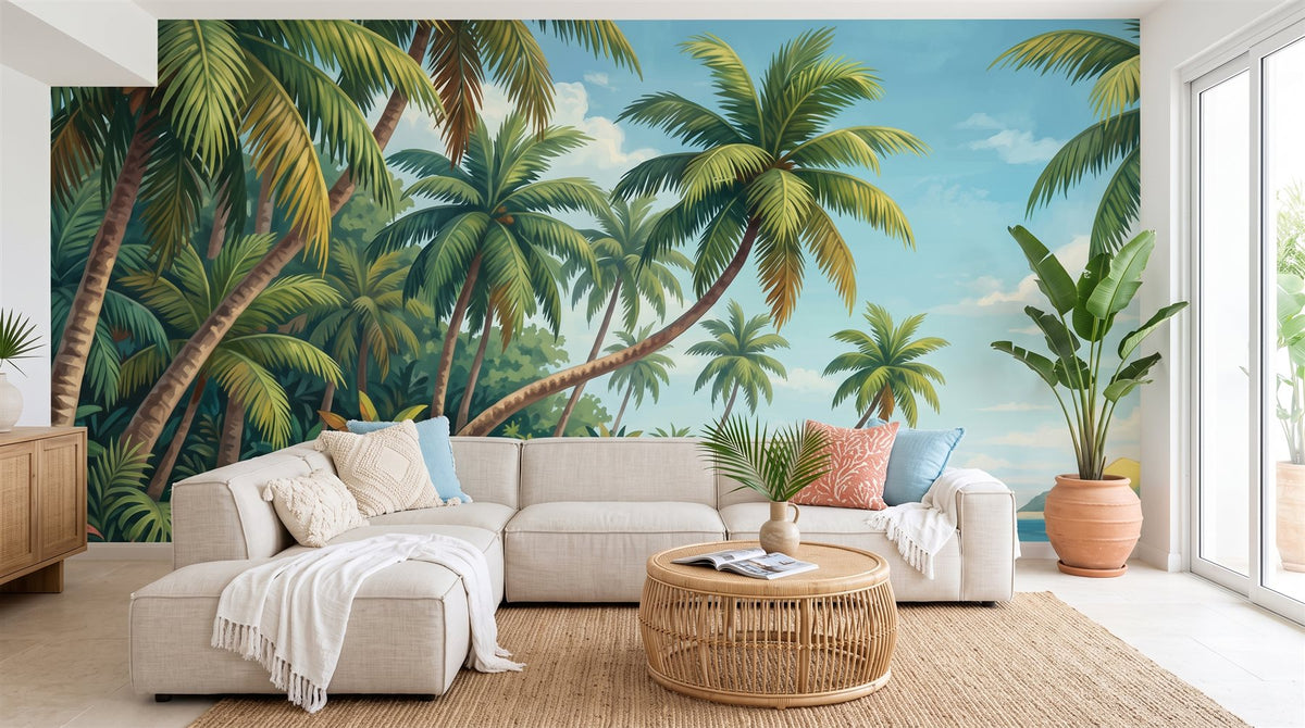 Mural Playa Tropical de Día instalado