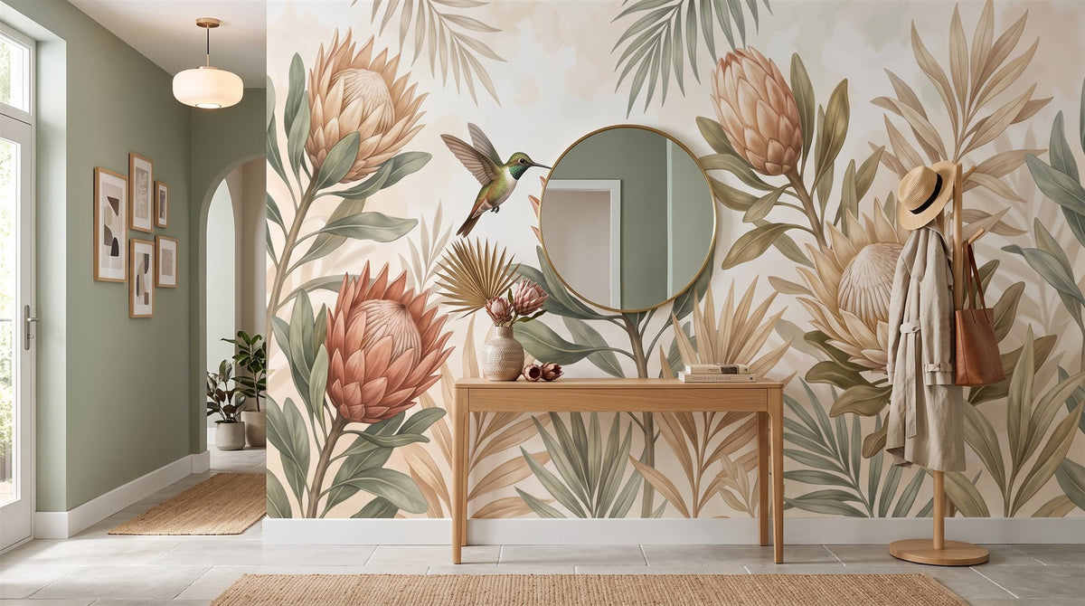 Mural Proteas y Colibrí instalado