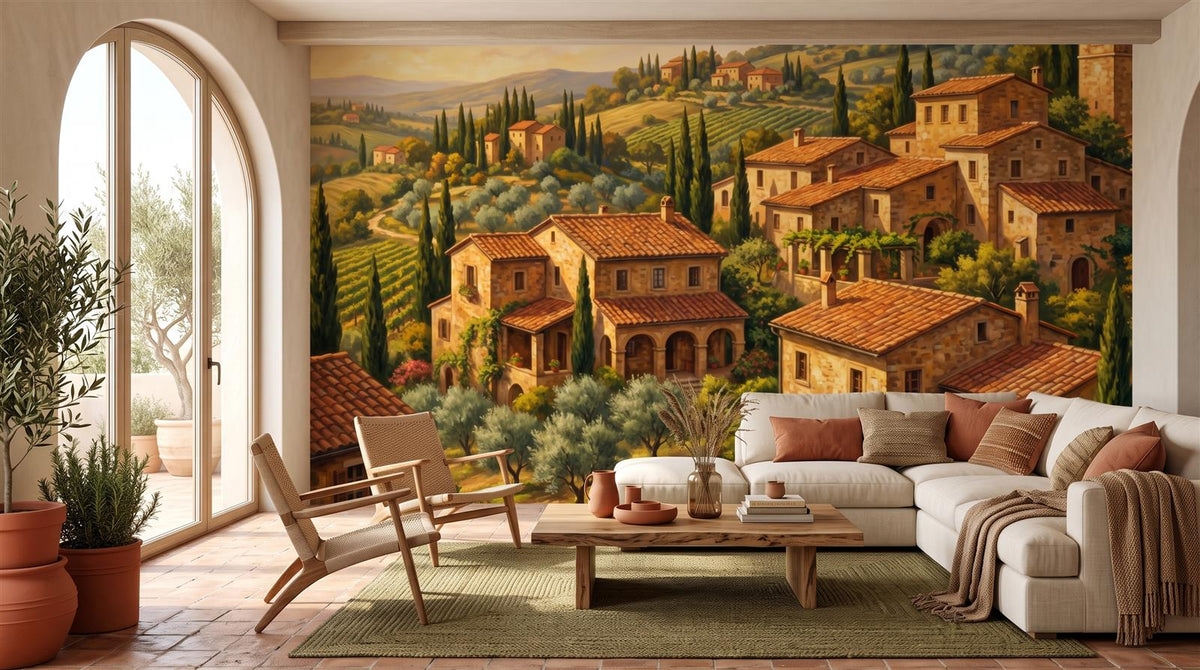 Mural Pueblo Toscano en Óleo instalado