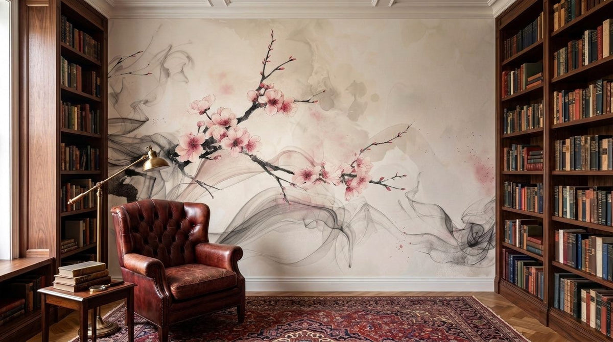 Mural Rama de Sakura en Tinta instalado