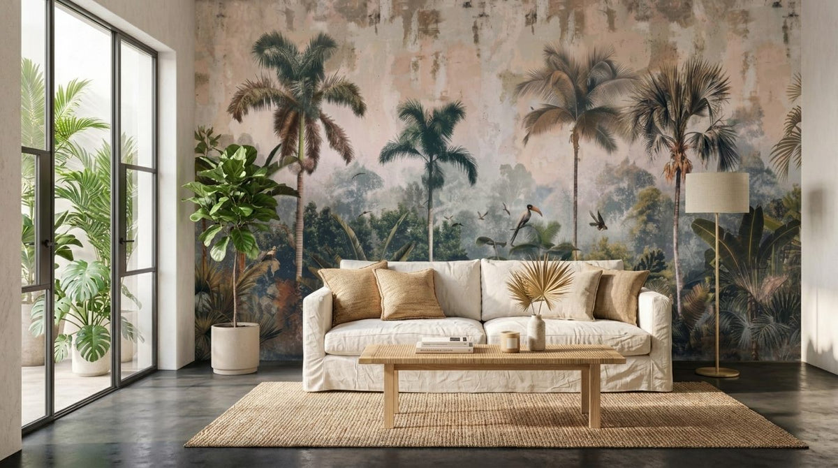Mural Selva Tropical al Amanecer instalado
