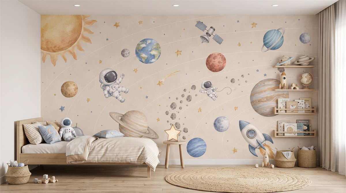 Mural Sistema Solar con Ovni instalado